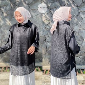 PUJA SET - FLOTTILICIOUS / Kemeja Katun Twill Outer Brukat / Kondangan Style / Casual Top Korean Style / Baju Murah Outfit Ootd