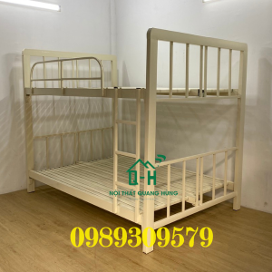 GIƯỜNG TẦNG SẮT HỘP VUÔNG 4X8 MÀU KEM CAO CẤP HCM