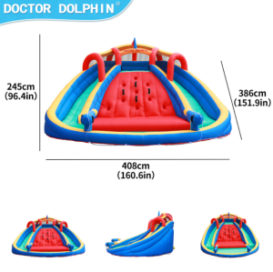 🔥READY STOCK🔥 Inflatable castle childrens double slide water gun combination outdoor water park amusement equipment