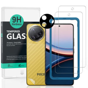 Ibywind For Xiaomi Poco F7 Ultra 5G Screen Protector(Pack of 2)with 1pc Metal Lens Protector1pc Carbon Fiber Back FIlmEasy Install Kit