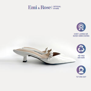 Giày mũi nhọn nữ 5cm màu trắng Emi & Rose - IRIS MULES White