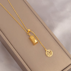 Kalung Titanium Wanita Emas Batangan Terbaru Kalung Titanium Anti Karat Tidak Luntur Terlaris