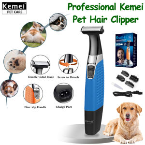 Kemei KM-1910 Waterproof Body Dog Shaver For Grooming Electric Rechargeable Pet Clipper Cat Cutter Adjustable LED Display Dog Shaver Type C Charger