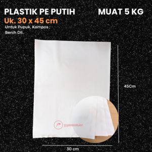 [30pcs] Kantong Plastik PE Putih Susu PerPack | Uk 30x45 cm Tebal 80 micron untuk kemasan Pupuk / kompos organik