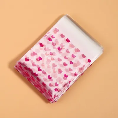 【COD&Fast Delivery】 50/100pcs Love Series Candy Gift Bags Clear Valentines Day Sandwich Bread Packaging Bags Plastic OPP Self Adhesive Pouch Bread Toast