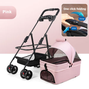 Pet Stroller with Removable Carrier Folding Stroller for Small/Medium Dogs and Cats Waterproof All-Terrain with Sun Shades Car Seat