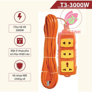 Ổ Cắm Điện SOPOKA T3-3000W T5-3000W T10-3000W Lõi Sứ Chống Cháy 3 5 10 Mét - 3 Lỗ Cắm