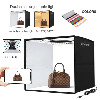 ZKeeKM 40cm Folding Portable Light Box with Shadowless Light Lamp Panel Pad LED Lighting Studio Backdrops double dimming for Shooting Drawing Studio Photography