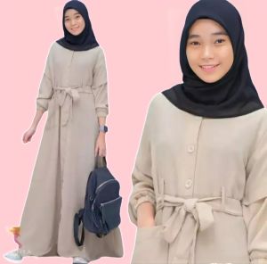 GAMIS ANAK PEREMPUAN TERBARU BAHAN CRINGKLE AIRFLOW UNTUK USIA 9-16 TAHUN//PAKAIAN REMAJA MODEL KANCING DEPAN FULL AKTIF