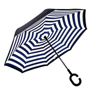 Large UV Reversible Inverted Folding Travel Double Layer Protection C-Shape Self-Standing Umbrella