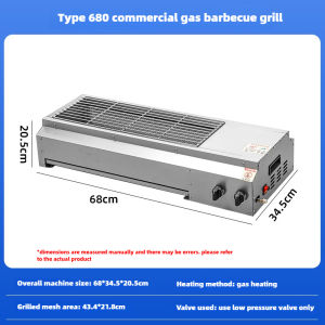 HEJI Gas Grill Commercial Stainless Steel Gas Grill Smokeless Gas Barbecue Grill Portable Outdoor Tabletop Barbeque Roaster 128 * 34cm