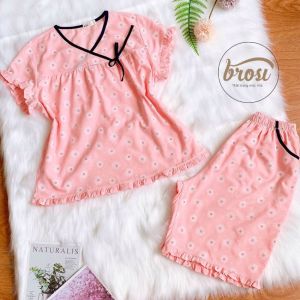 Xả kho 79K - Đồ Bộ Nữ Mặc Ở Nhà Quần Ngố Áo Cổ Tim Vải Kate Lụa Kiểu Đẹp Dễ Thương Brosi