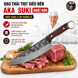 Dao thái thịt siêu bén Japan hàng nhập bãi chưa sử dung chất liệu thép xanh ốp 3 lớp không gỉ