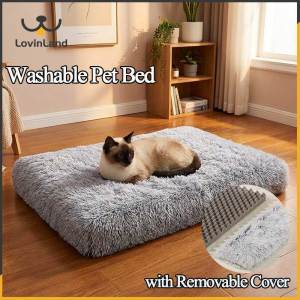 Lovinland Pet Super Soft Dog Bed Winter Shih Tzu Kennel Kitty Mat Calming Cushion Washable Puppy House with Removable Cover for Medium Large Dog & Cat