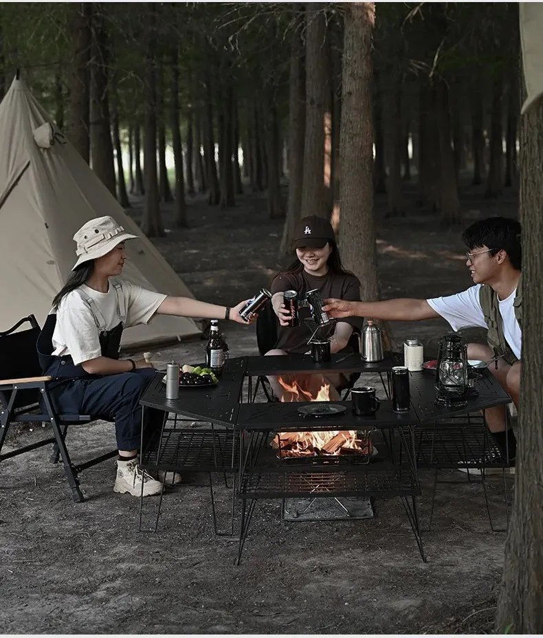 ShineTrip Mesh Steel Folding Table for Outdoor Camping