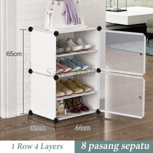 SaveMall Rak Sepatu Plastik Rak Sepatu Tertutup Rak Sepatu Anti Debu Shoe Rack Shoe Storage Boxes Kotak Sepatu Portable 8 Susun