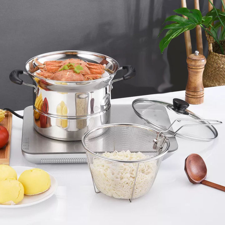 Multipurpose High Quality Stainless Steel COOKING POT with STRAINER and ...