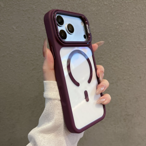 Luxury Metal Camera Protect Stand Holder Clear Case For iPhone 18 17 16 15 14 13 Pro Max Plus 5G 2026 Phone Shell Magnetic Shockproof Cover