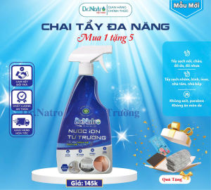 Chai nước tẩy rửa đa năng Dr.Natro 500ml Tẩy Sạch Mọi Vết Bẩn tặng 1 miếng chà+2 khăn lau + 2 gói dưỡng hoa