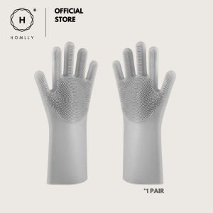 Homlly Magic Silicone Scrubber Dish Washing Kitchen Gloves