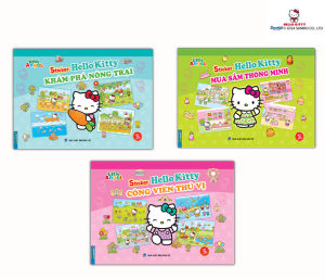 sách - combo 3c Sticker HELLO KITTY - Mua sắm thông minh + khám phá nông tại + công viên thú vị
