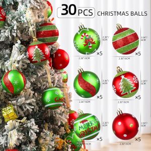 Grinch grass green 30pcs electroplated hand-painted plastic Christmas ball set Christmas tree pendant holiday decoration
