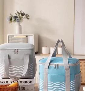 Wave Design Insulated Lunch Bag Large Capacity Waterproof Food Storage Tote B155