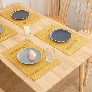 30X46 CM Linen Solid Color Dining Table Mat Fashion Style Western Dining Table Bowl Cup Rectangle Placemats Table Decoration