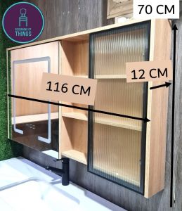 Wood Minimalist Japandi TATUM 120 CM Complete Bathroom Vanity Set Sink Countertop Faucet Base Storage Cabinet and LED Mirror Cabinet