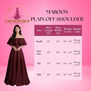 Maroon Plain Off Shoulder Dress
