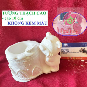 Tượng thạch cao gấu dâu lọ đựng bút (Không kèm màu) tô tượng đồ chơi cho trẻ