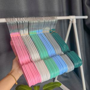 (ยกลัง 6แพ็ค) ไม้แขวนเสื้อสแตนเลสเคือบซีลีโคนกันลื่น 1แพ็คมี 10ชิ้น ขนาด 40*20cm