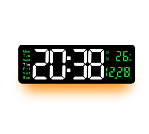 Large Digital Wall Clock Temp Date Week Display Remote Control Power Off Memory Table Clock Wall-mounted Dual Alarms LED