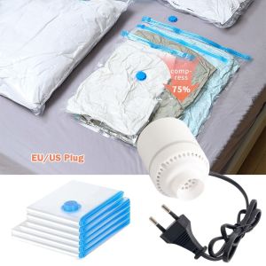 【COD&Fast Delivery】EU/US Plug Compression Bag Suction Pump Portable Space-saving Electric Vacuum Pump Large Capacity Air Extraction Pump Home Travel
