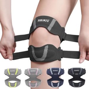 HAINDI ปรับได้ปรับได้ สายรัดหัวเข่า แถบกันโคลง การบีบอัด อุปกรณ์พยุงสะบ้าหัวเข่า ชุดอุปกรณ์กีฬา แผ่นรองเข่าเพื่อความปลอดภัย ปลอกหุ้มเข่า วอลเลย์บอลบาสเกตบอล