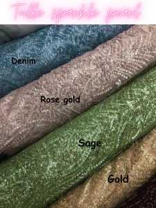 Kain Tulle Bordir Bunga Akar Sequins Bahan Tile Sparkle Pearl Mutiara Payet Meteran