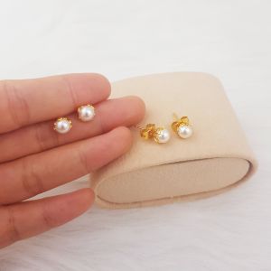 Bông Tai Nữ Nụ Hạt Trái Châu Nhân Tạo Trắng Thiết Kế Basic Đơn Giản Thanh Lịch B15V2 | Berry Jewelry