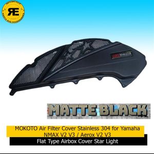 MOKOTO Air Filter Cover for Yamaha NMAX V2 V3 / Aerox V2 V3 Stainless 304 Flat Type Star Light Airbox Accessories