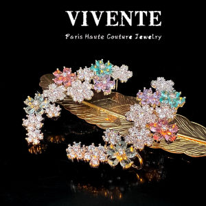 Spring and summer best-selling wide-face real gold-plated full zircon bracelet Elegant and versatile for commuting ins Cross-border best-selling bracelet