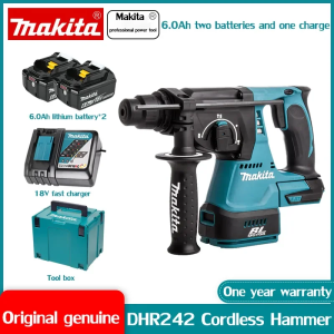 (Free replacement) Makita DHR242 cordless electric hammer impact drill Brushless electric shock hammer drill Attach 2 sections 18V battery