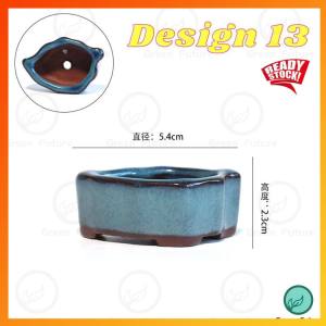 迷你陶瓷盆 拇指盆Succulent pot mini bonsai pot Flower Pot Rectangular Growing Vegetables pot Ceramic Pot (Blue) 蓝色高贵陶瓷花盆 盆栽花盆