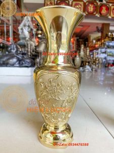 Lọ Hoa Chim Uyên Ương Hoa Mai Bằng Đồng Thau Màu Vàng Cao 25cm-42cm-40cm Hàng Đẹp (Giá 01 Lọ)