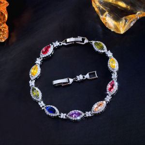 SEQUITO High Quality Ladies Jewelry Inlay Multicolor Marquise Cut AAA CZ Zirconia Banquet Costume Jewellery B409