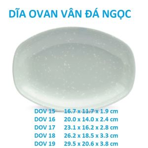 Dĩa nhựa  ovan lòng sâu melamine vân đá ngọc - nhiều size DOV15