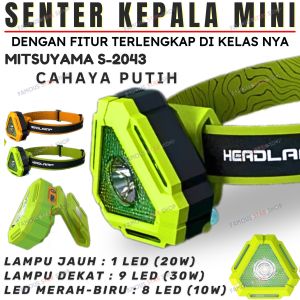 Multifungsi Headlamp MITSUYAMA MS-2043 Senter Kepala Mini LED Multifungsi - Senter Mini Cas Tipe-C