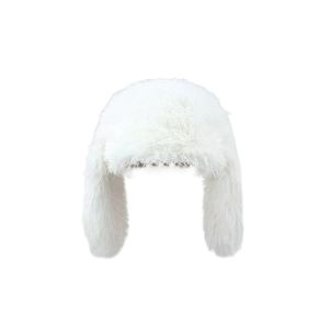 HOUCHU Bunny Rabbit Ears Beanies Coldproof Solid Color Plush Pullover Cap Casual Y2K Ear Protection Hat Women