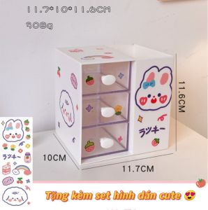 Hộp nhựa đựng washi tape đồ dùng học tập trang điểm Tặng Sticker trang trí siêu xinh khay 5 NGĂN đa năng