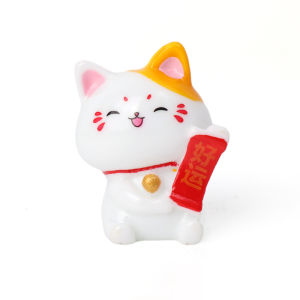 5Pcs Mini Lucky Cat Car Ornament Car Center Console Dashboard Decoration Cute Resin Smile Money Cats Figurine DIY Home Auto Interior Decor