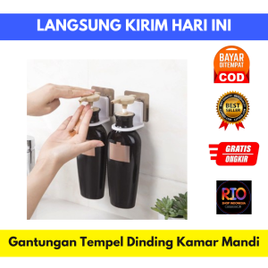 Gantungan Tempel Dinding Kamar Mandi/ Pengait Botol Dispenser Sabun Shampoo kamar mandi