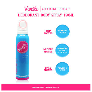 VIVELLE Body Spray Deodorant - Blue - 150 ml - Anti Bacterial - Halal & BPOM - Dapatkan Hadiah Gratis